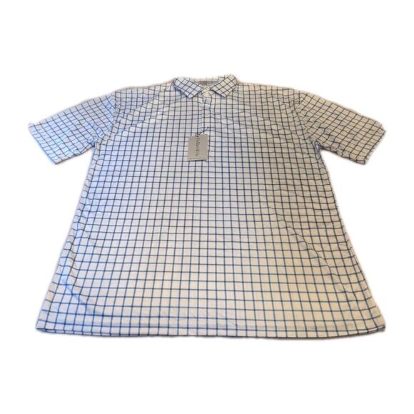 NWT Collars & Co Mens 3XL Dress Collar Polo Shirt Blue Windowpane Check - Picture 2 of 7